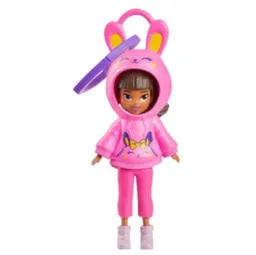 Mattel Polly Pocket Muñeca Hoodie Amigos Conejo