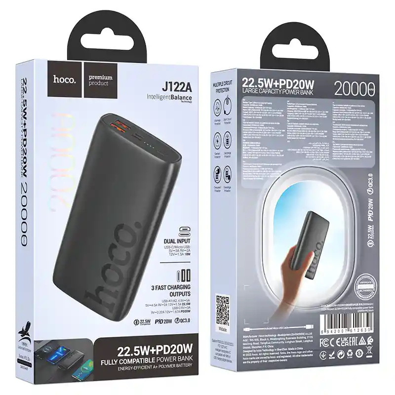 Power Bank Batería Exerna Hoco J122a Pd20w+ 22.5w