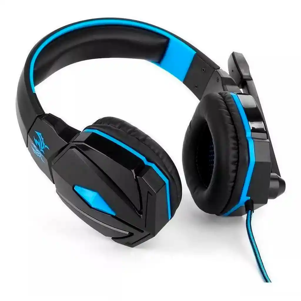 Auriculares Gamer Kotion Each G4000 Negro Y Azul Con Luz Led