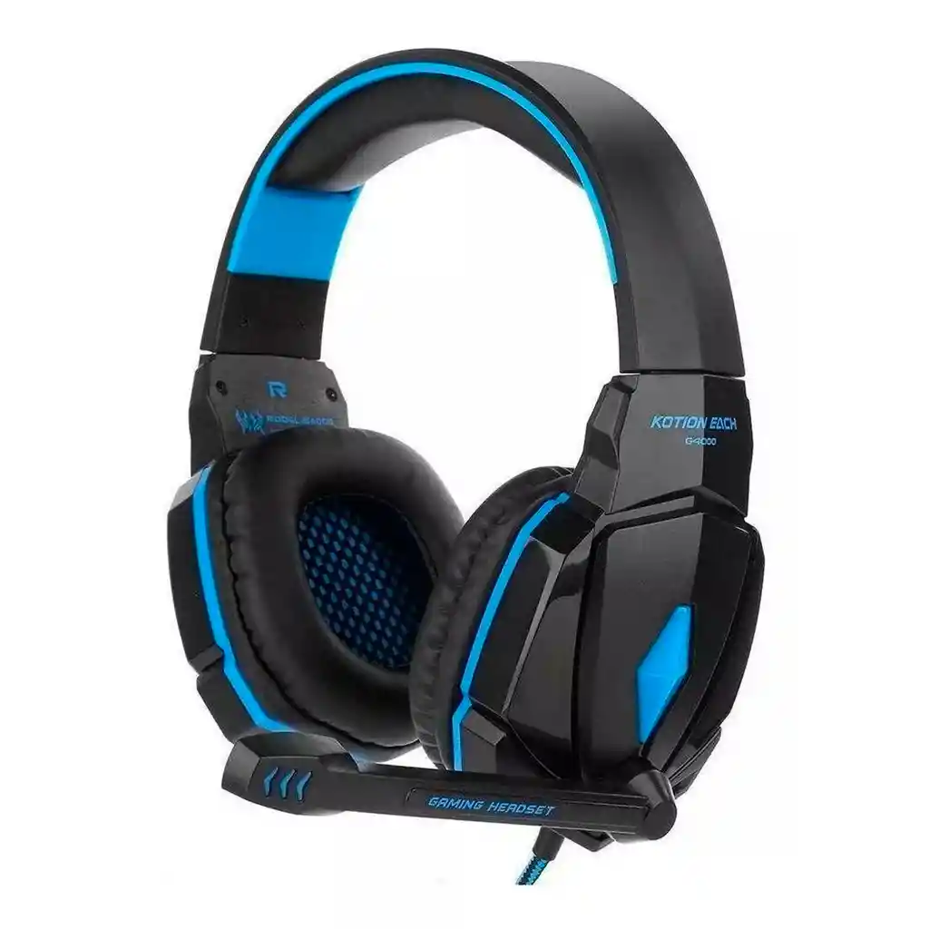 Auriculares Gamer Kotion Each G4000 Negro Y Azul Con Luz Led