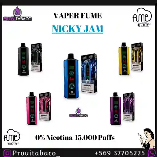 Vaper Fume Nicky Jam 15000 Puffs 0% Nicotina