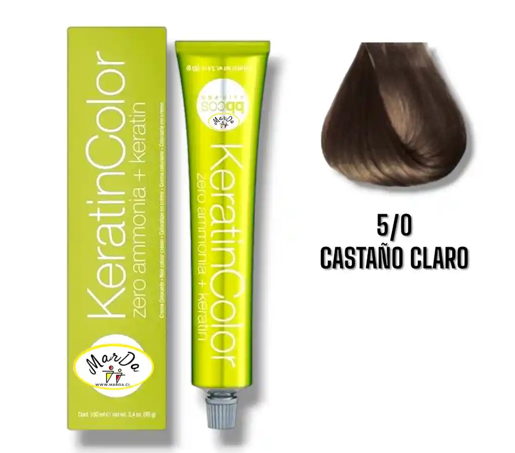 5/0 Castaño Claro Tintura Keratincolor Sin Amoniaco + Keratina 100 Ml Bbcos