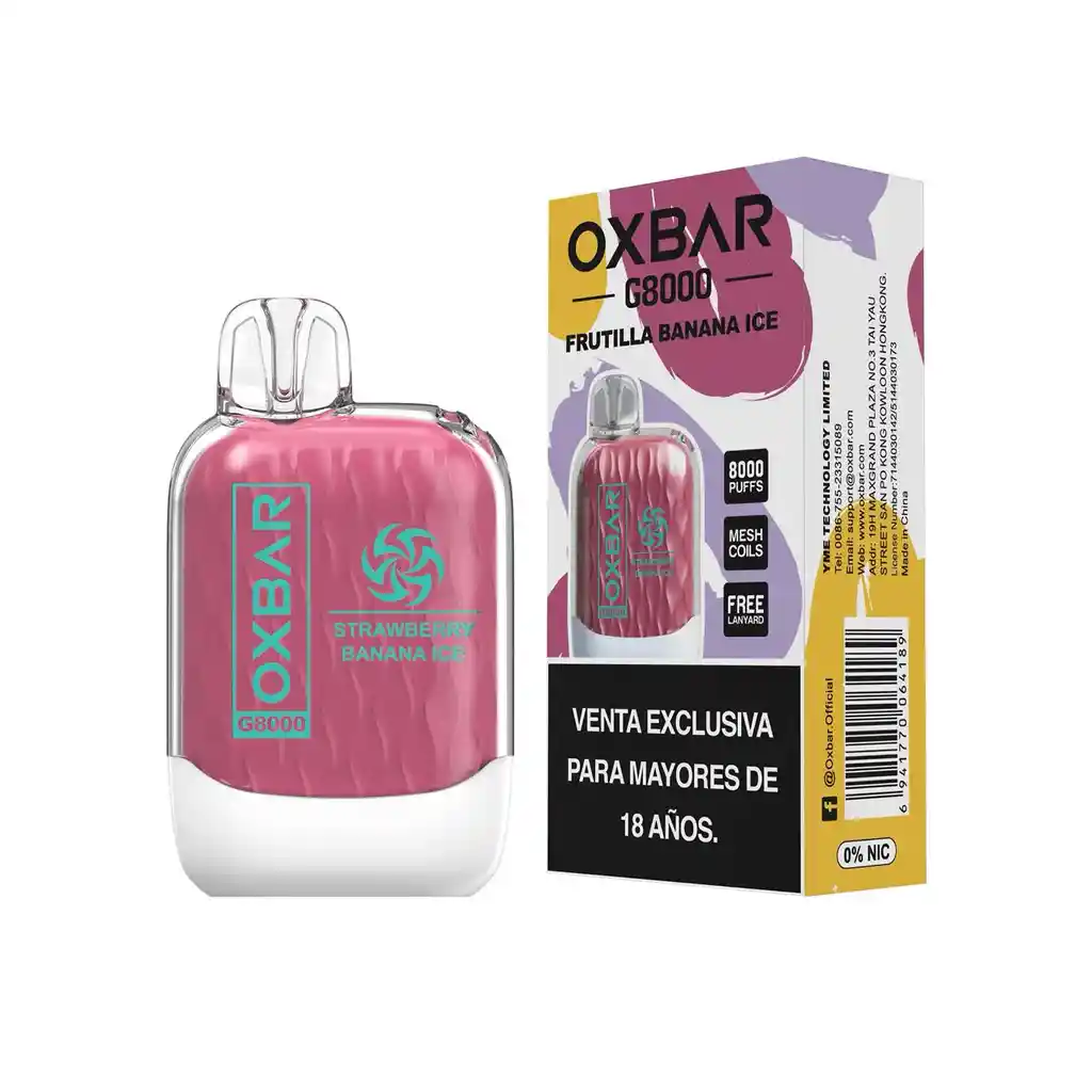 Oxbar 8000 Puff (frutilla Banana Ice)