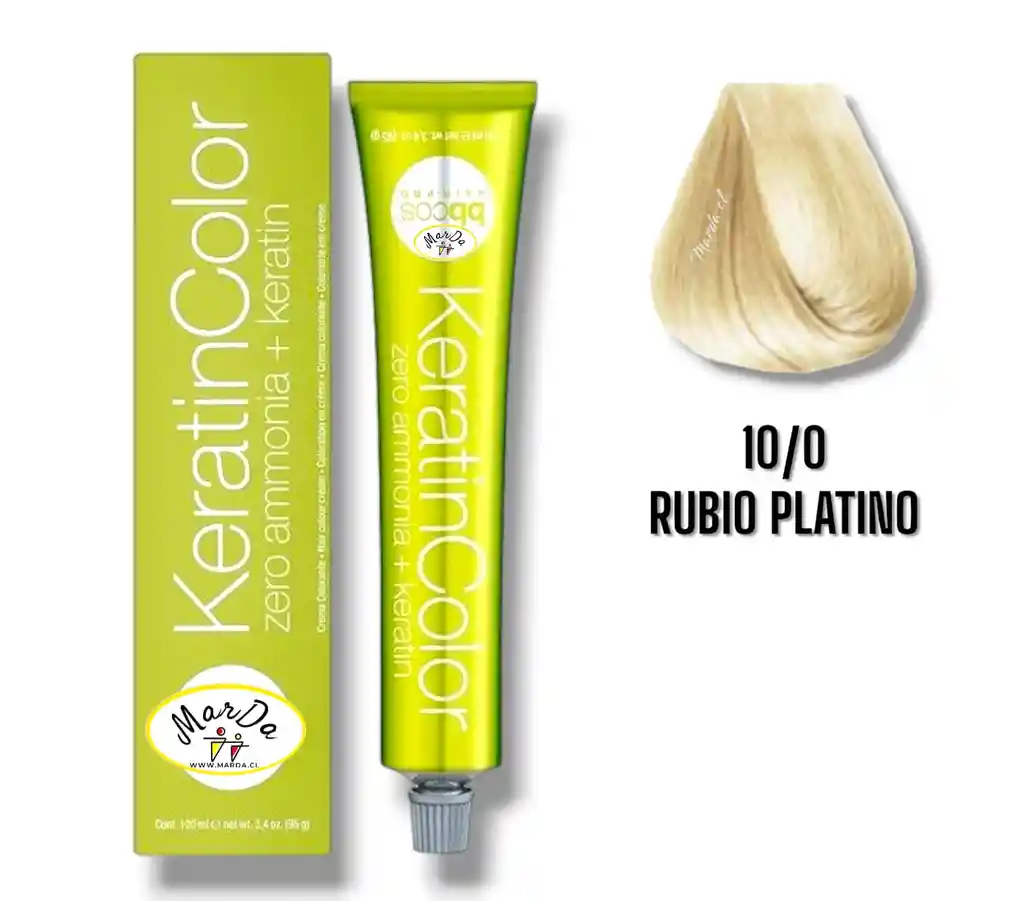 10/0 Rubio Platino Tintura Keratincolor Sin Amoniaco + Keratina 100 Ml Bbcos