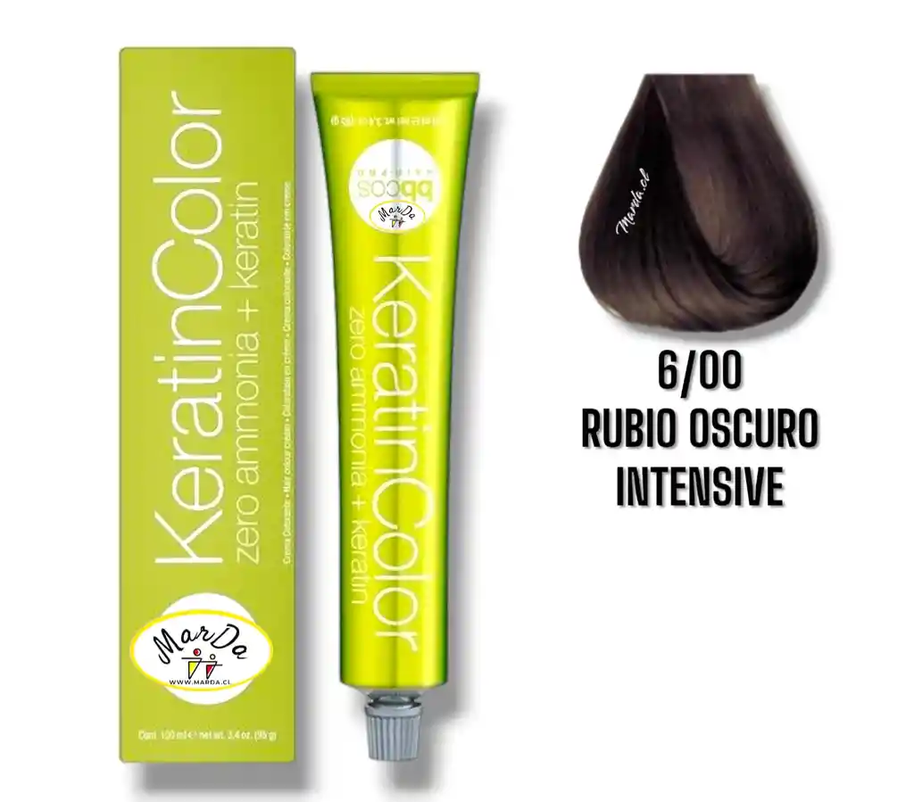 6/00 Rubio Oscuro Intensive Tintura Keratincolor Sin Amoniaco + Keratina 100 Ml Bbcos