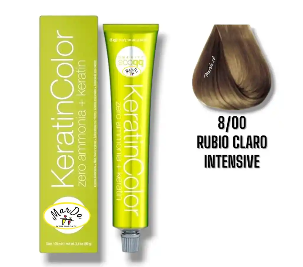 8/00 Rubio Claro Intensive Tintura Keratincolor Sin Amoniaco + Keratina 100 Ml Bbcos