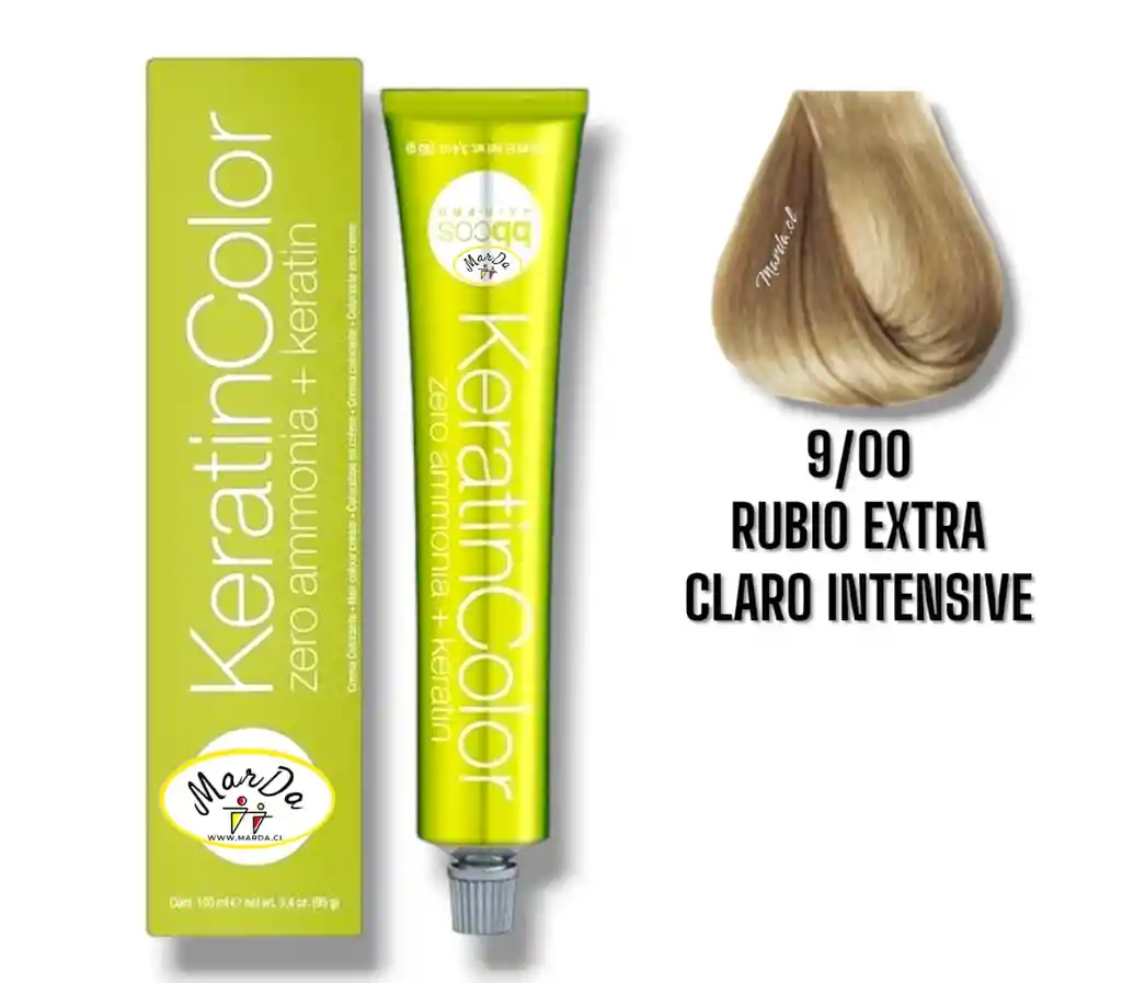 9/00 Rubio Extra Claro Intensive Tintura Keratincolor Sin Amoniaco + Keratina 100 Ml Bbcos