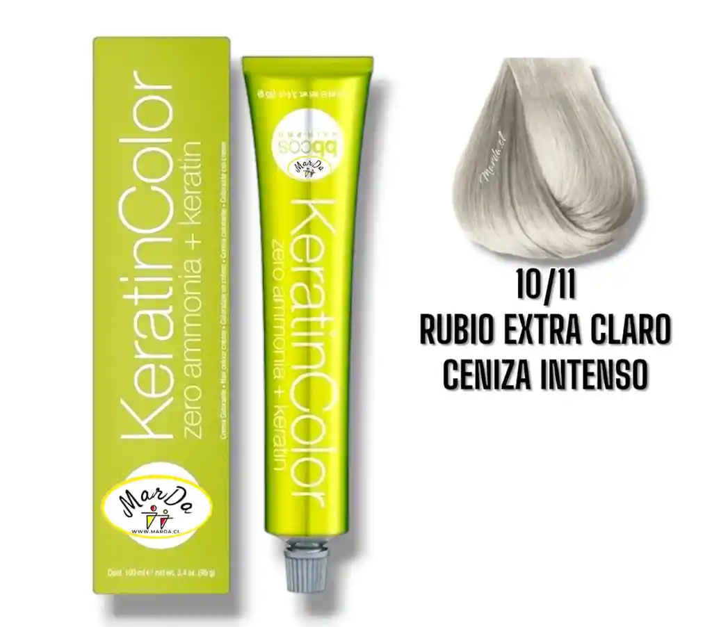 10/11 Rubio Extra Claro Ceniza Intenso Tintura Keratincolor Sin Amoniaco + Keratina 100 Ml Bbcos