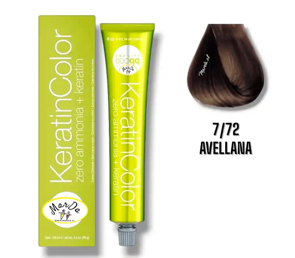 7/72 Avellana Tintura Keratincolor Sin Amoniaco + Keratina 100 Ml Bbcos