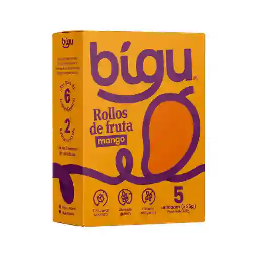 Bigu. Pack Rollo De Fruta De Mango 5un.