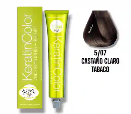 5/07 Castaño Claro Tabaco Tintura Keratincolor Sin Amoniaco + Keratina 100 Ml Bbcos