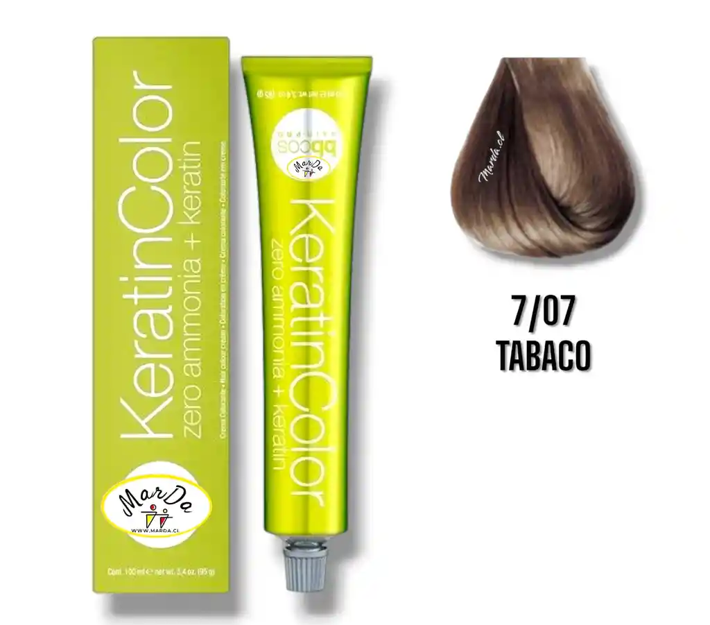 7/07 Tabaco Tintura Keratincolor Sin Amoniaco + Keratina 100 Ml Bbcos