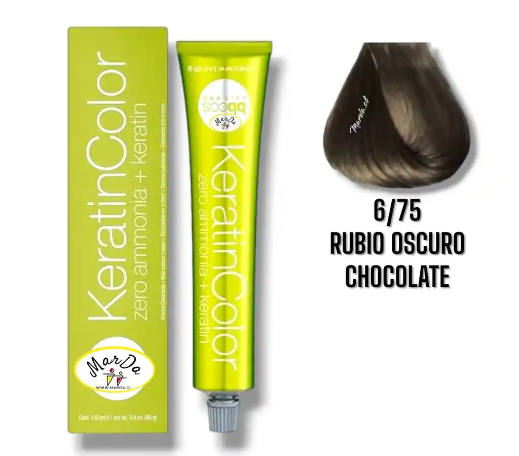 6/75 Rubio Oscuro Chocolate Tintura Keratincolor Sin Amoniaco + Keratina 100 Ml Bbcos