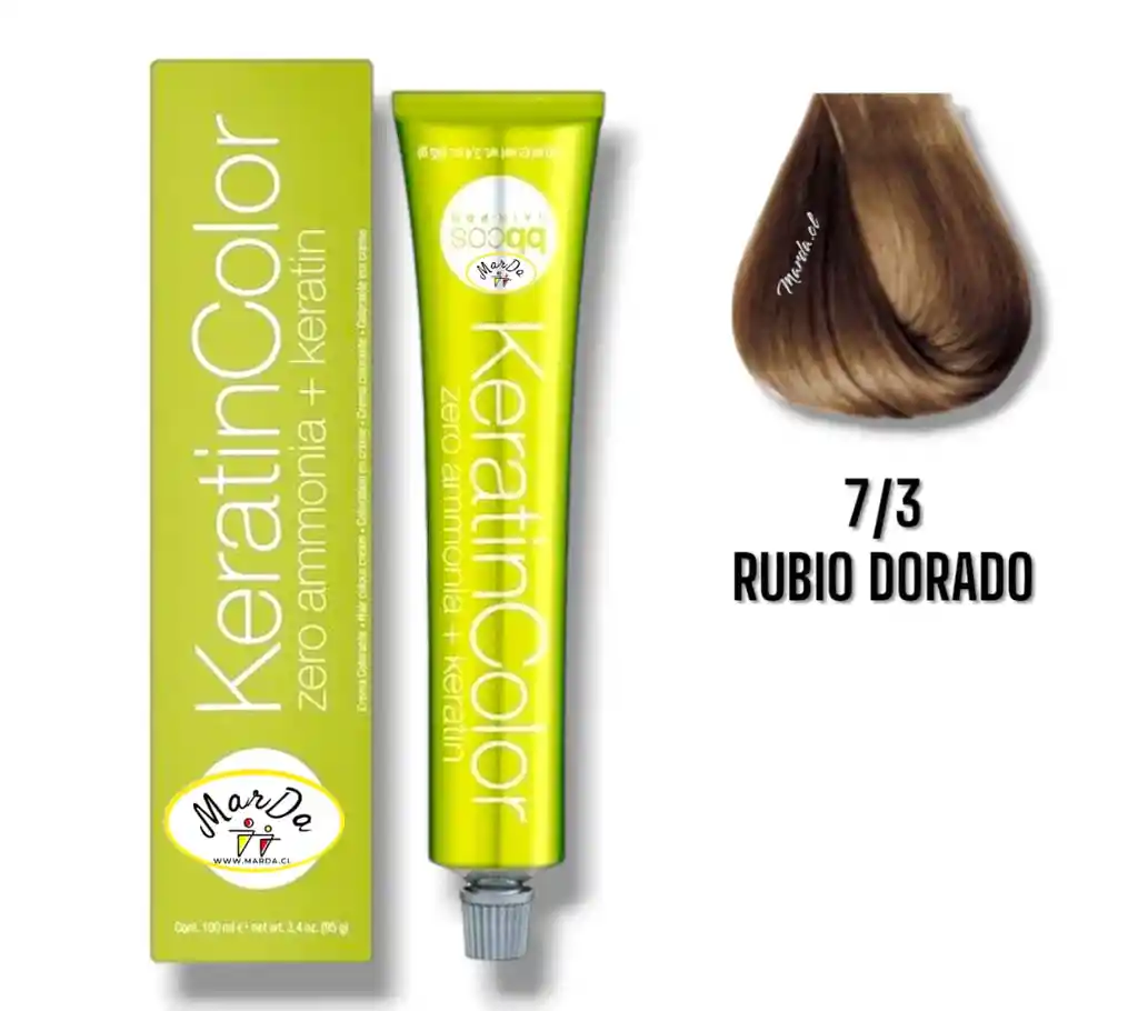 7/3 Rubio Dorado Tintura Keratincolor Sin Amoniaco + Keratina 100 Ml Bbcos