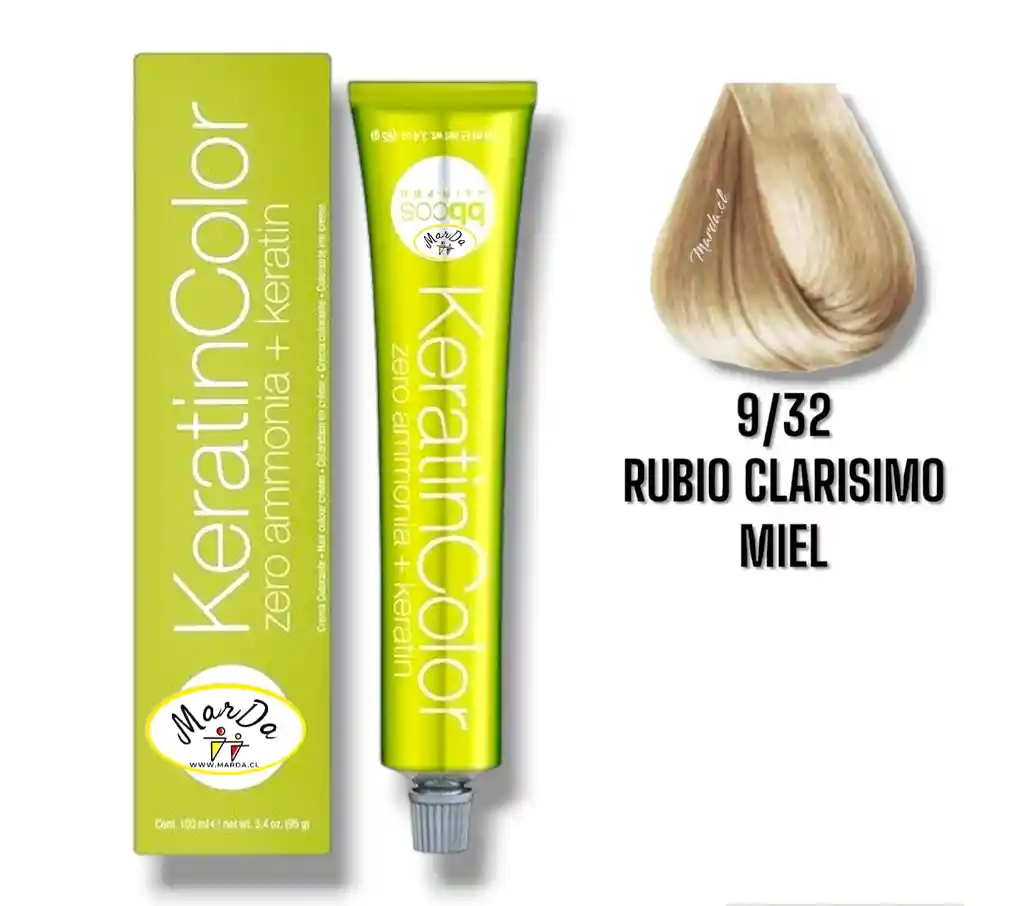 9/32 Rubio Clarisimo Miel Tintura Keratincolor Sin Amoniaco + Keratina 100 Ml Bbcos