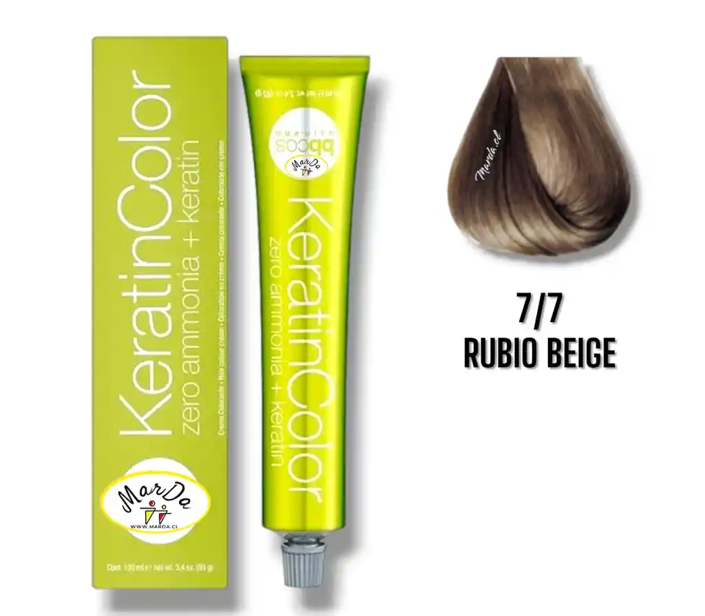 7/7 Rubio Beige Tintura Keratincolor Sin Amoniaco + Keratina 100 Ml Bbcos