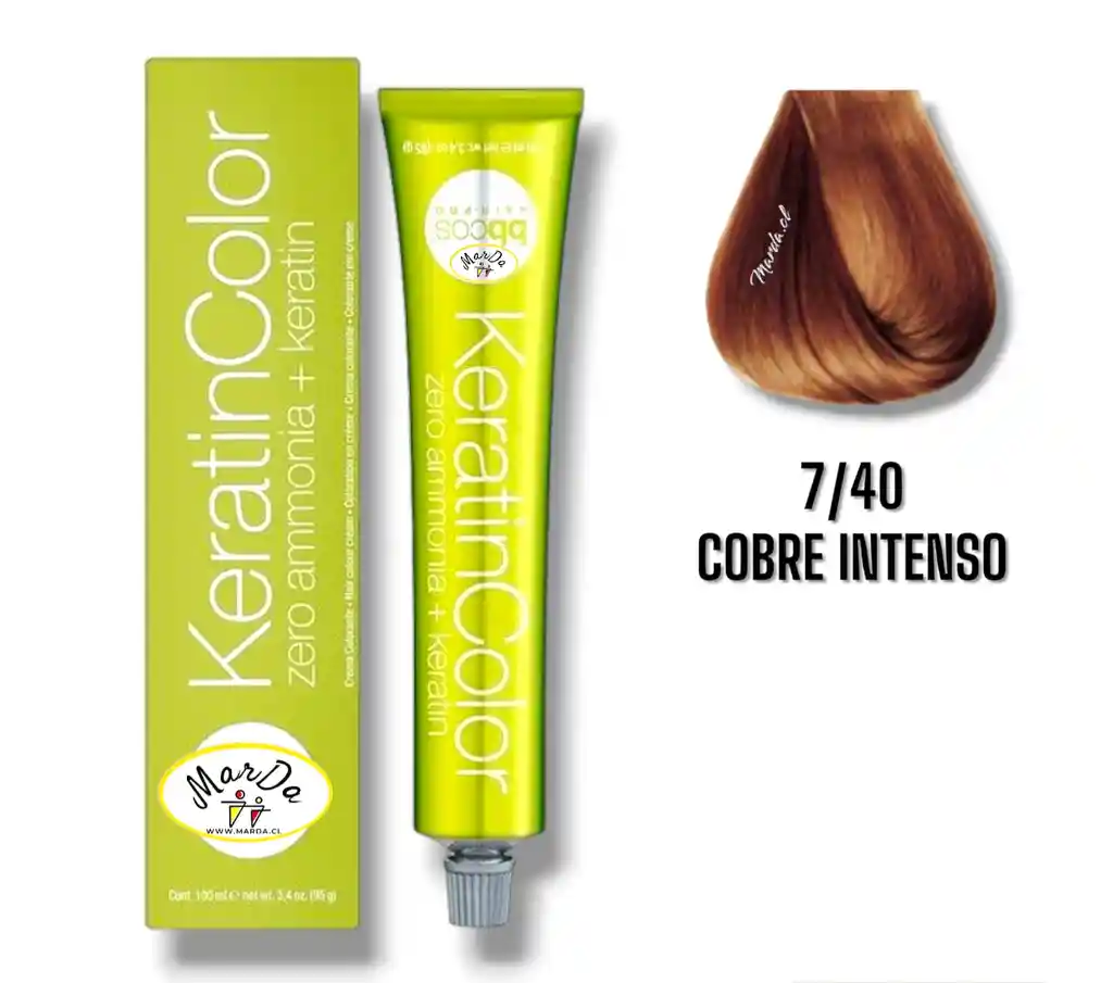 7/40 Cobre Intenso Tintura Keratincolor Sin Amoniaco + Keratina 100 Ml Bbcos