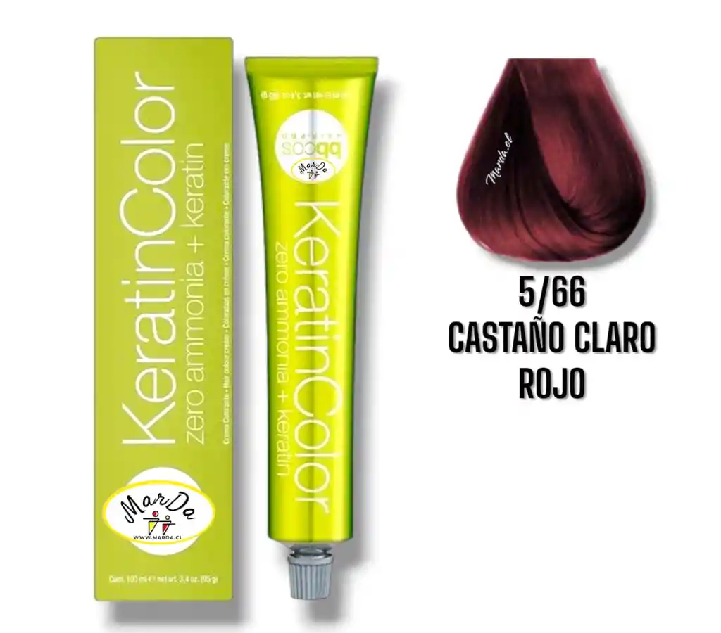 5/66 Castaño Claro Rojo Tintura Keratincolor Sin Amoniaco + Keratina 100 Ml Bbcos