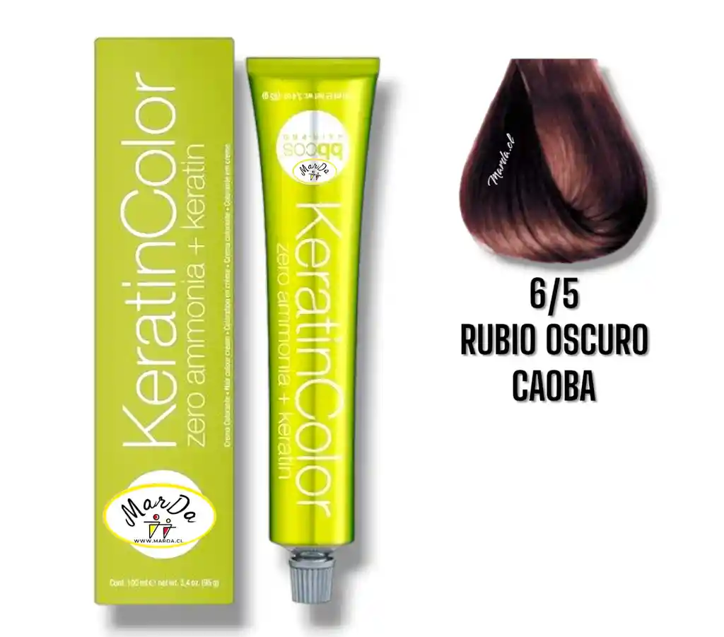 6/5 Rubio Oscuro Caoba Tintura Keratincolor Sin Amoniaco + Keratina 100 Ml Bbcos