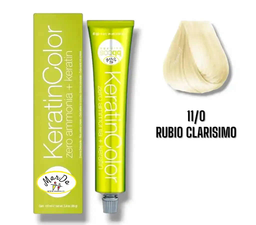 11/0 Rubio Clarisimo Tintura Keratincolor Sin Amoniaco + Keratina 100 Ml Bbcos