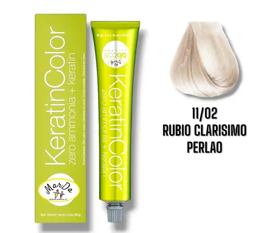 11/02 Rubio Clarisimo Perlao Tintura Keratincolor Sin Amoniaco + Keratina 100 Ml Bbcos