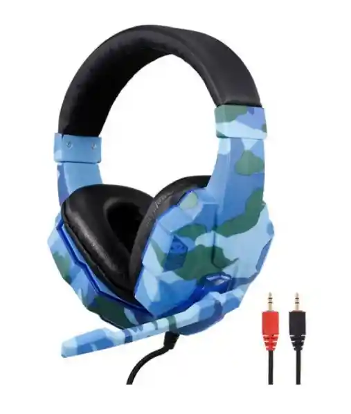 Audífonos Gamer Pc Soyto Sy830 Camuflados Azul