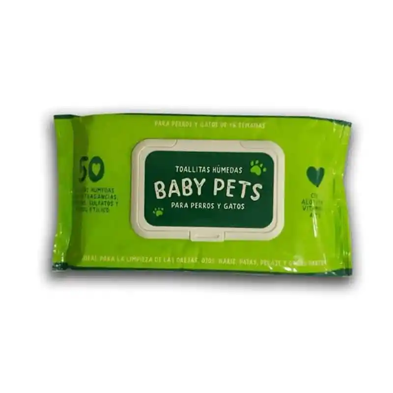 Toallas Humedas Toallitas Para Mascotas Baby Pets 50 Unid