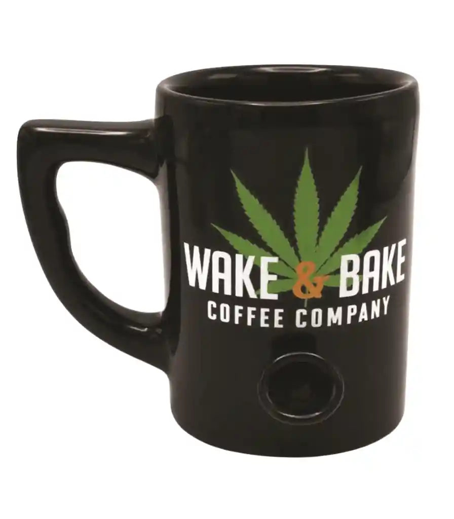 Tazón Pipa Mug Wake And Bake Coffee (color Negro)