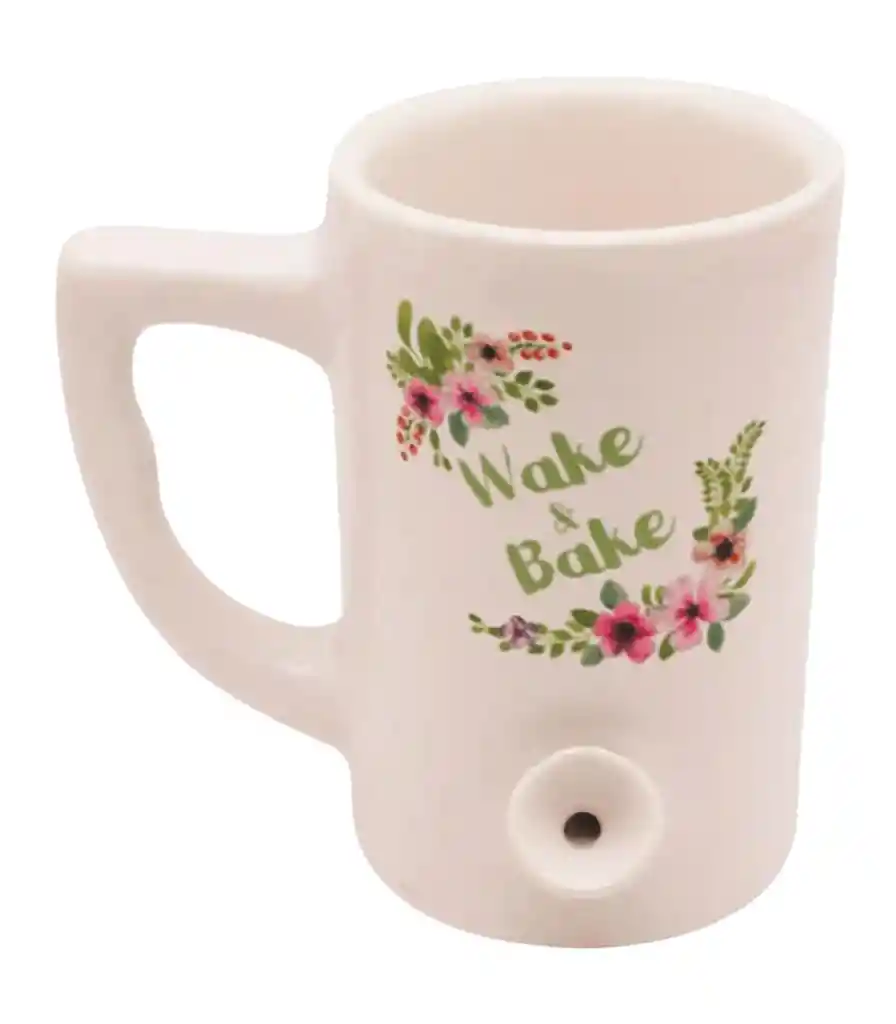 Tazón Pipa Mug Wake And Bake Coffee (color Blanco)