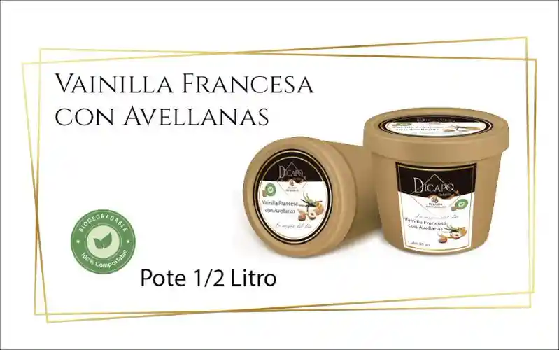 Helado De Vainilla Francesa Con Avellana - Formato 1/2 Lt