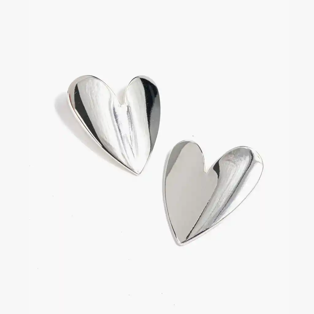 Aros Mujer Corazón Plateado