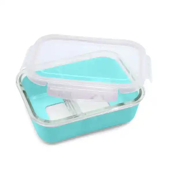 Contenedor Bento De Vidrio Con Funda De Silicona Azul - Melii