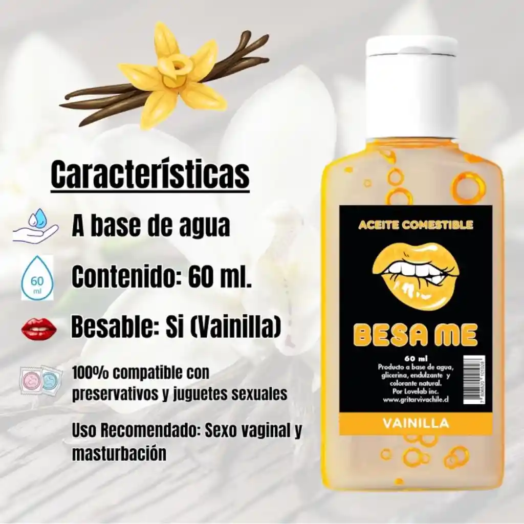 Aceite Comestible Y Lubricante Sabor A Vainilla