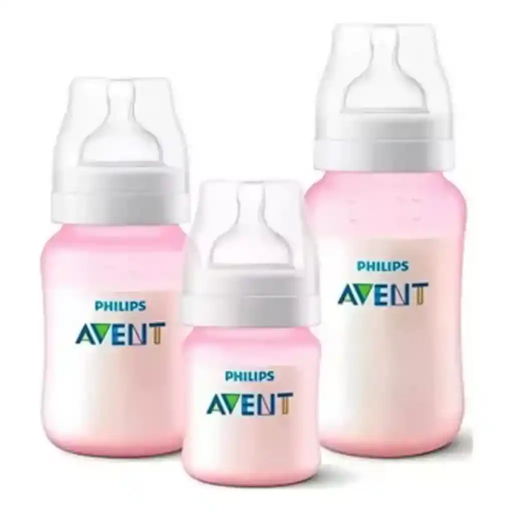 Set Mamadera Anti-colic 125 Ml+260ml+330 Ml Rosa