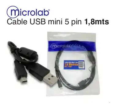 Microlab Cable Usb Mini 5 Pin Mcl-3608 1.8mts.