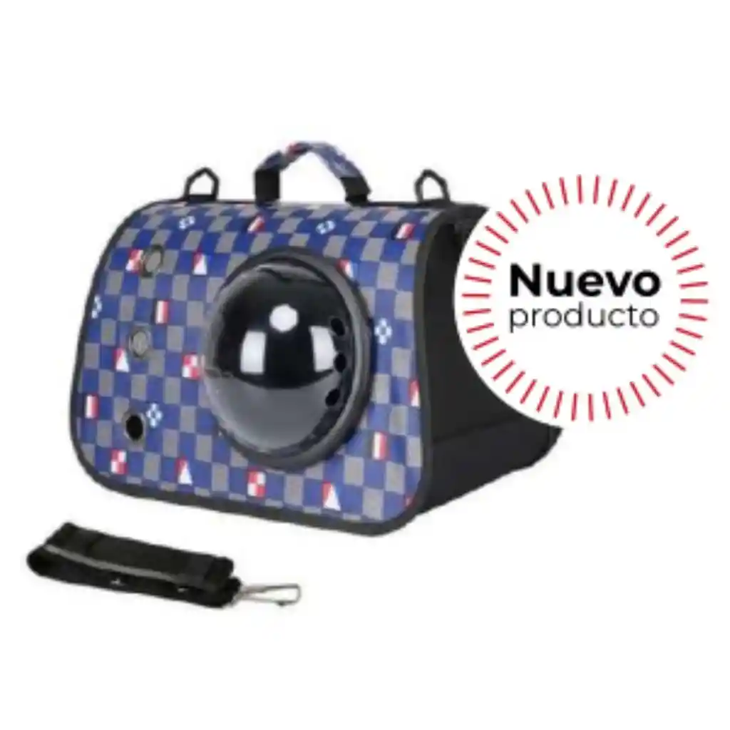 Wonder Dog - Bolso Portatil Para Gatos Con Cupula, Diseño Cuadros (pt003)