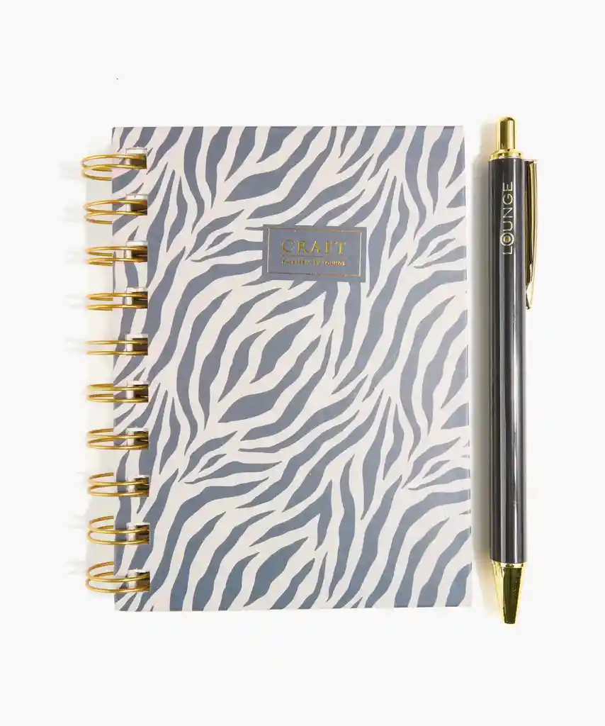 Set Cuaderno Y Lápiz Mujer Cebra Negro