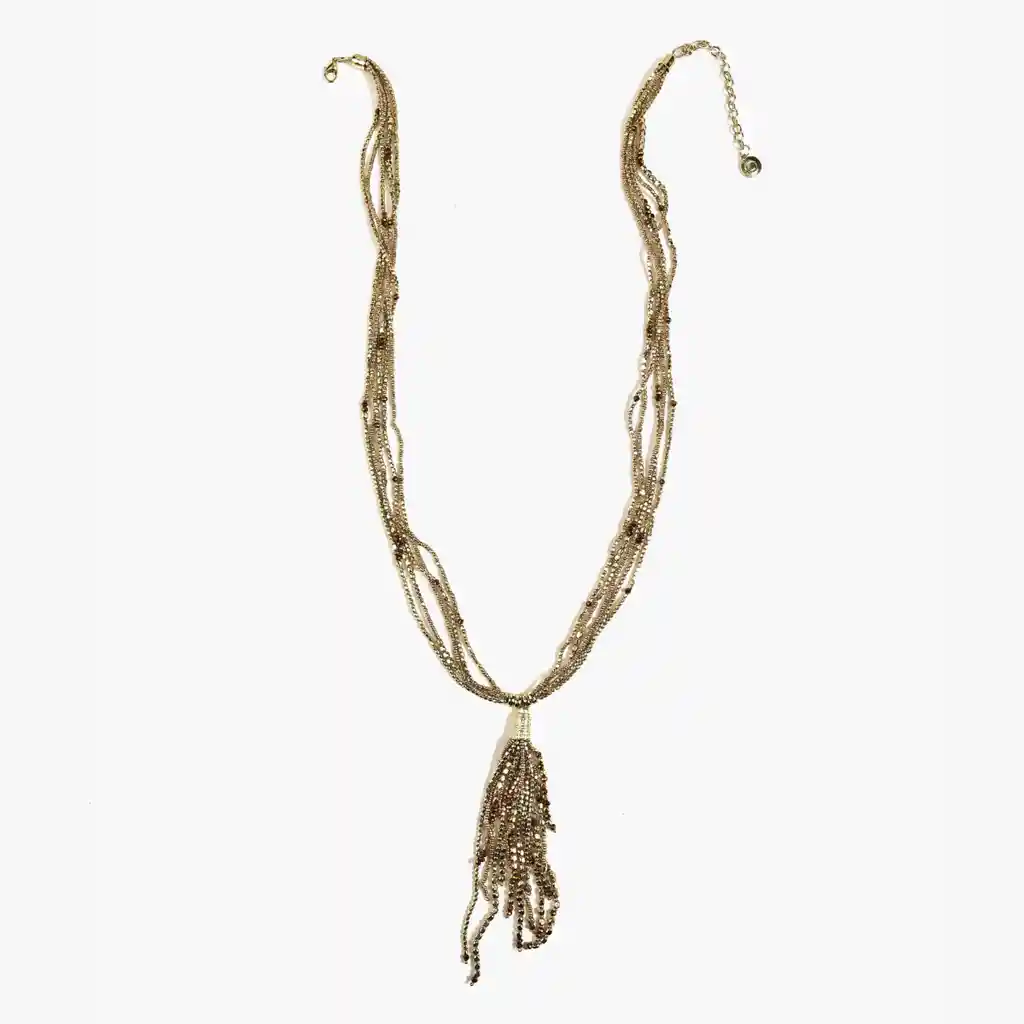 Collar Mujer Largo Tassel Dorado