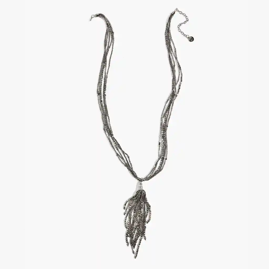 Collar Mujer Largo Tassel Plateado