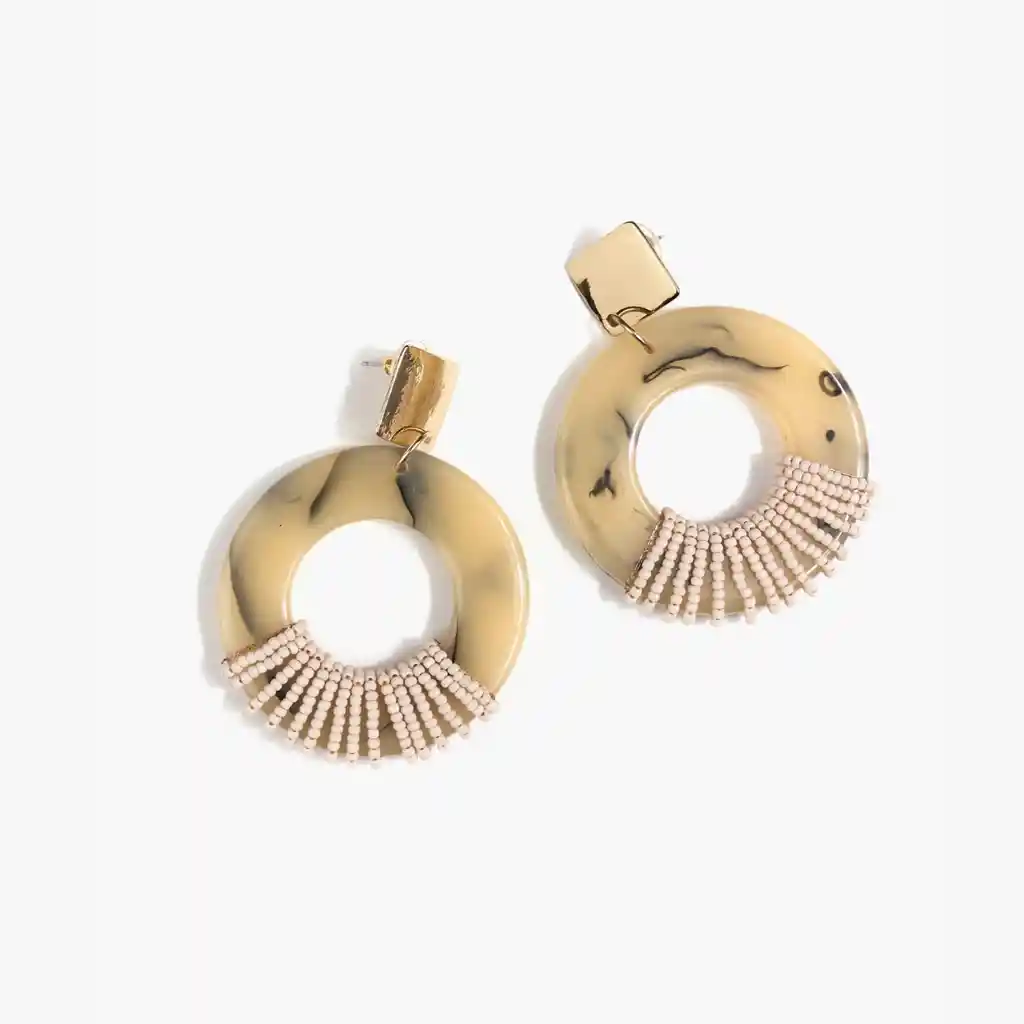 Aros Mujer Círculo Resina Dorado