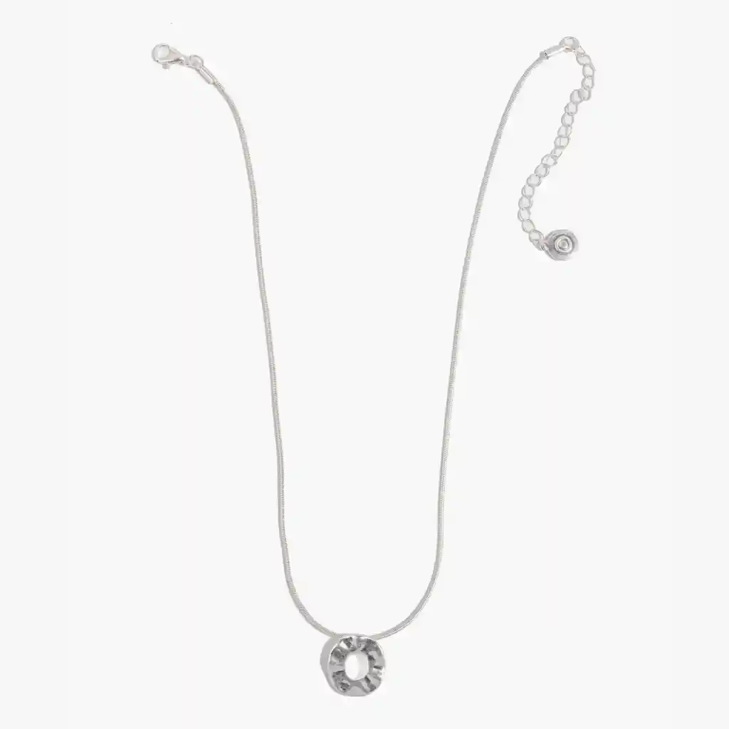 Collar Mujer Círculo Irregular Plateado