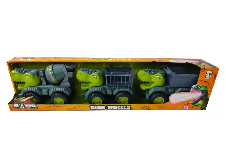 Vehículo Free Wheels Metadino Dinosaurio Truck 3 Pack