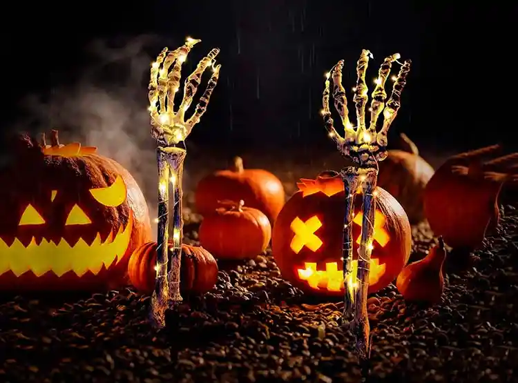 Luces Halloween Frank And Mortis Esqueleto Manos 40 Led