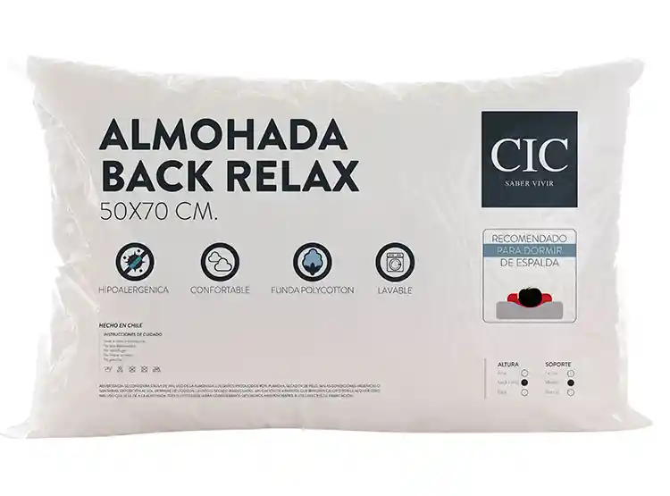 Almohada Cic Relax Fibra Back 70 X 50 Cm Blanco