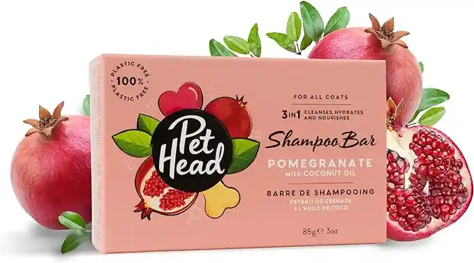 Pet Head - Shampoo En Barra 3 En 1 (limpia, Hidrata Y Nutre) Perros, Granada Con Aceite De Coco 85g