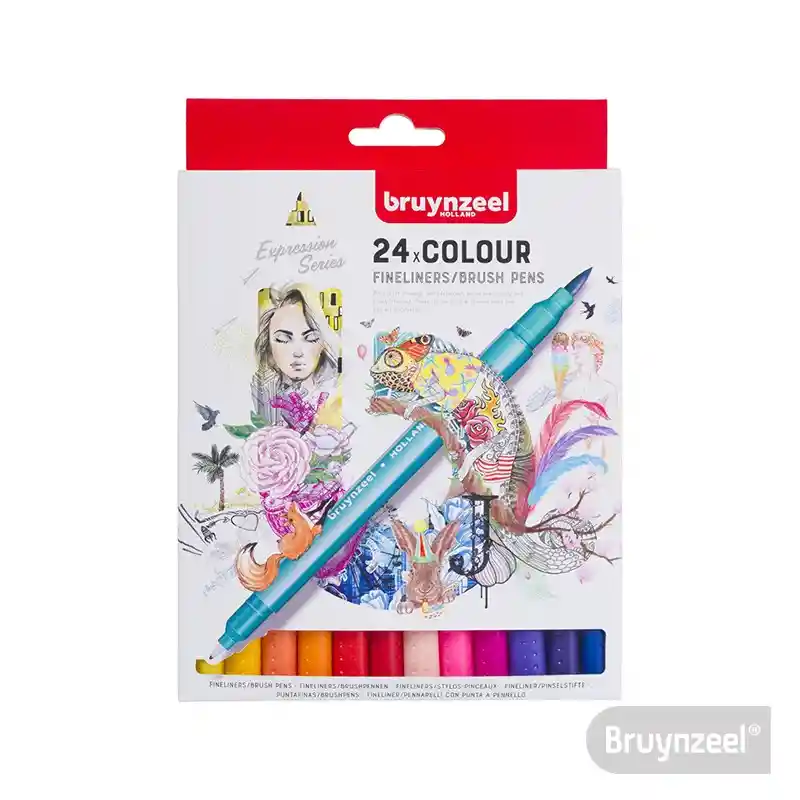 Set Marcadores Brush Pen/fineliners Doble Punta 24 Colores