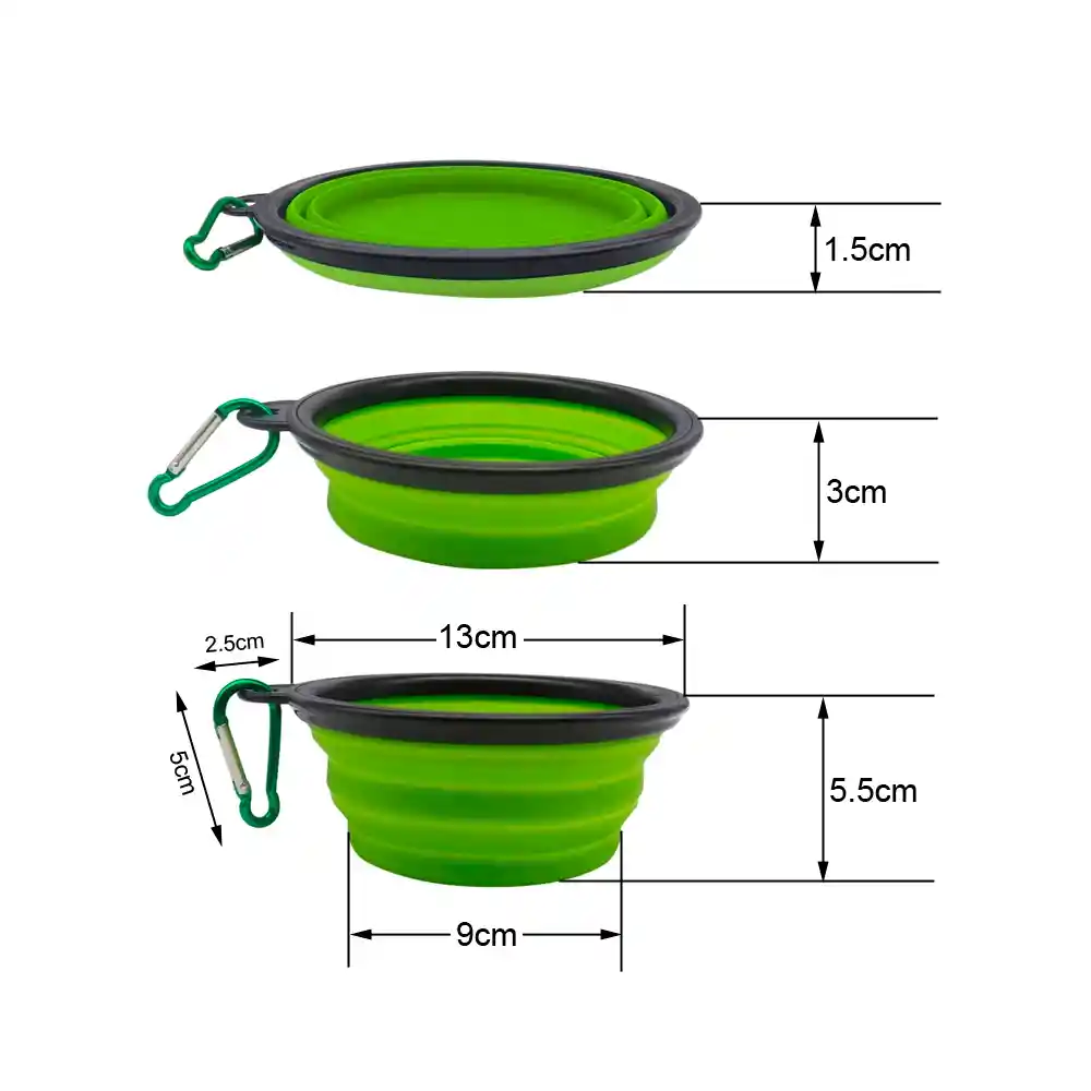 Plato Plegable De Paseo Comedero Portatil Para Mascotas 13 Cm (rojo)