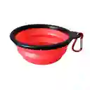 Plato Plegable De Paseo Comedero Portatil Para Mascotas 13 Cm (rojo)