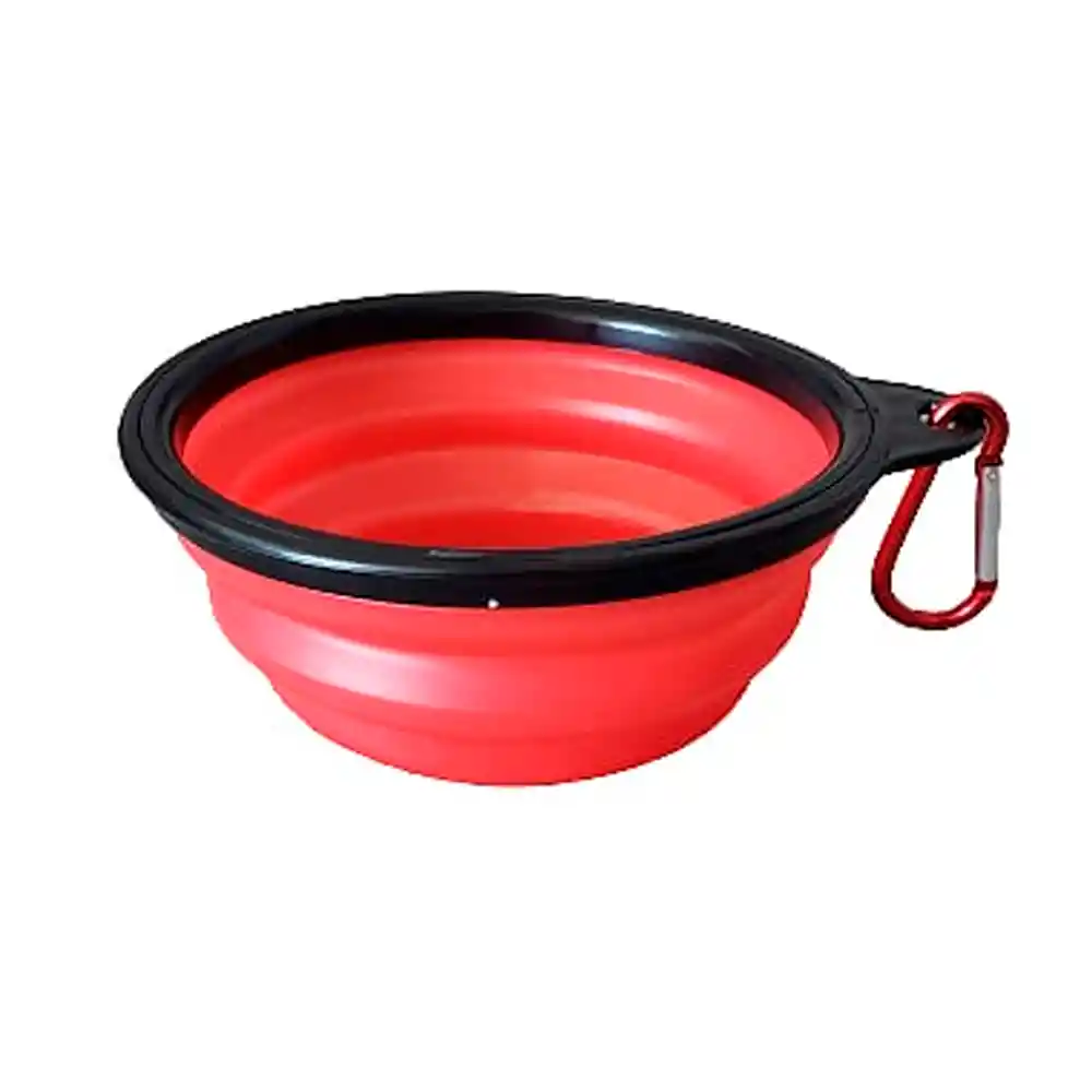 Plato Plegable De Paseo Comedero Portatil Para Mascotas 13 Cm (rojo)
