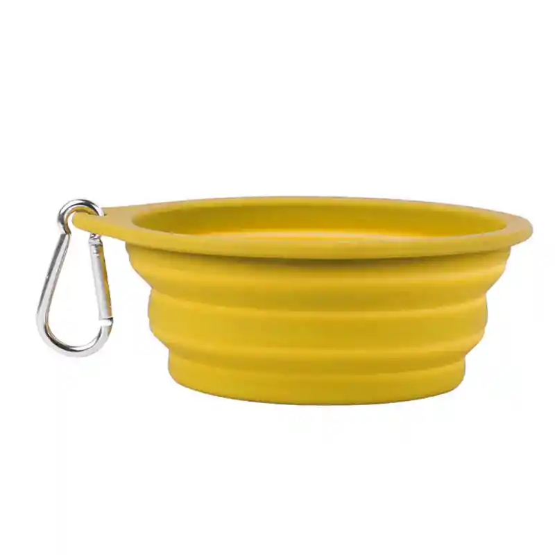 Plato Plegable De Paseo Comedero Portatil Para Mascotas 15 Cm (amarillo)